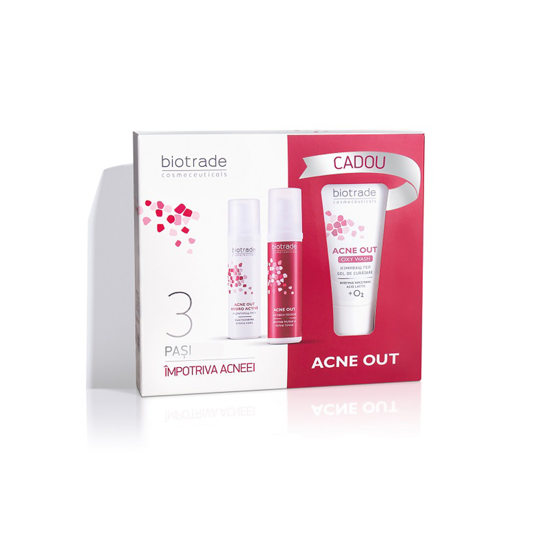 Pachet: Acne Out Lotiune, Crema si Oxy Wash, Biotrade