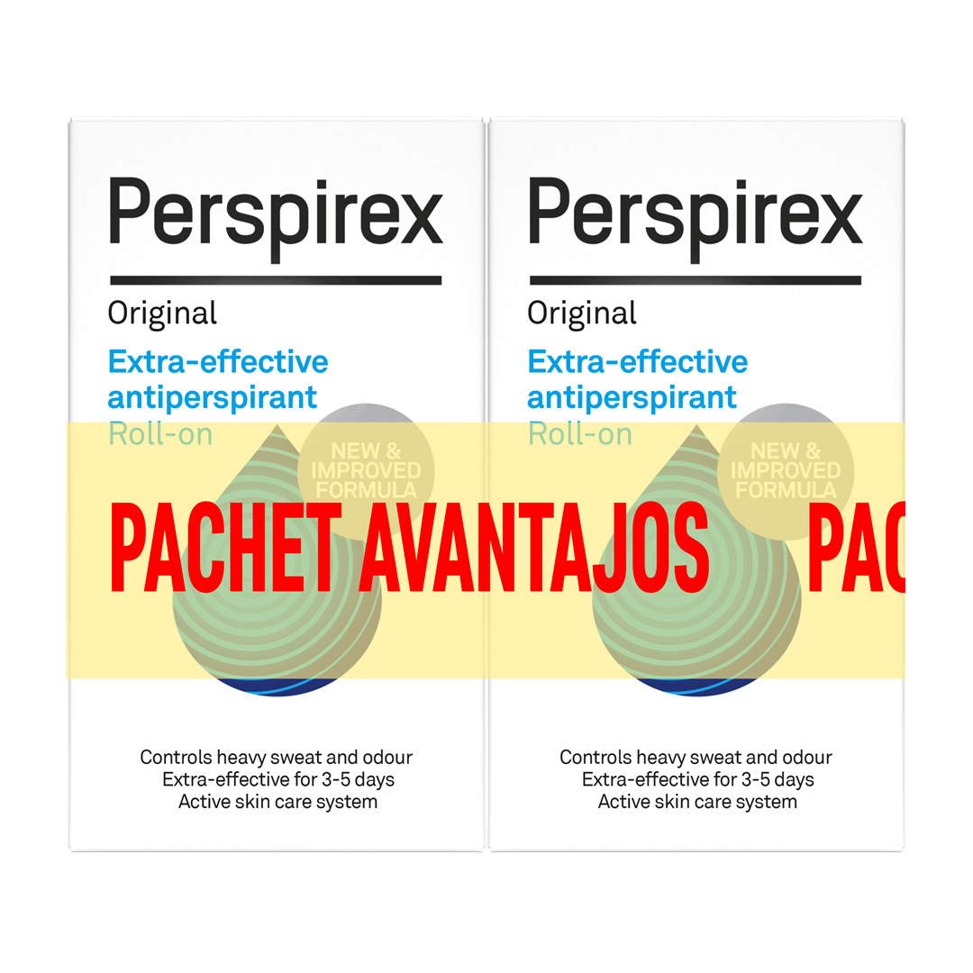 Pachet: Antiperspirant roll-on Original, 20 ml + 20 ml, Perspirex