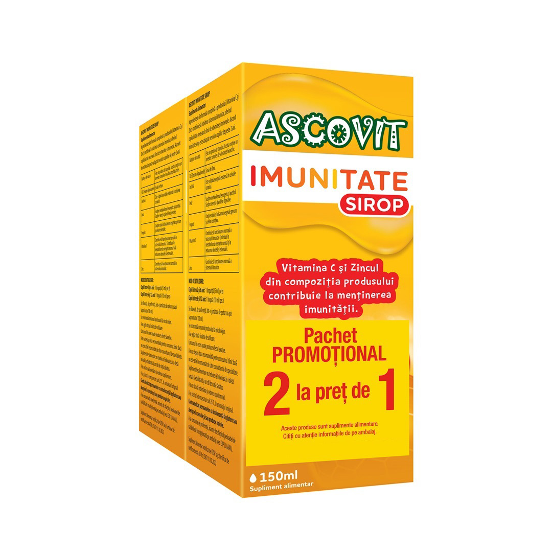 Pachet: Ascovit Sirop Imunitate, 15 ml + 15 ml, Perrigo