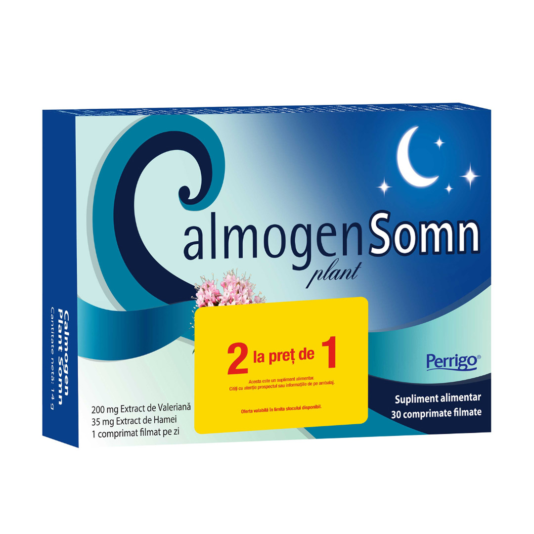 Pachet: Calmogen Plant Somn, 2 la pret de 1, 2 x 30 capsule, Perrigo