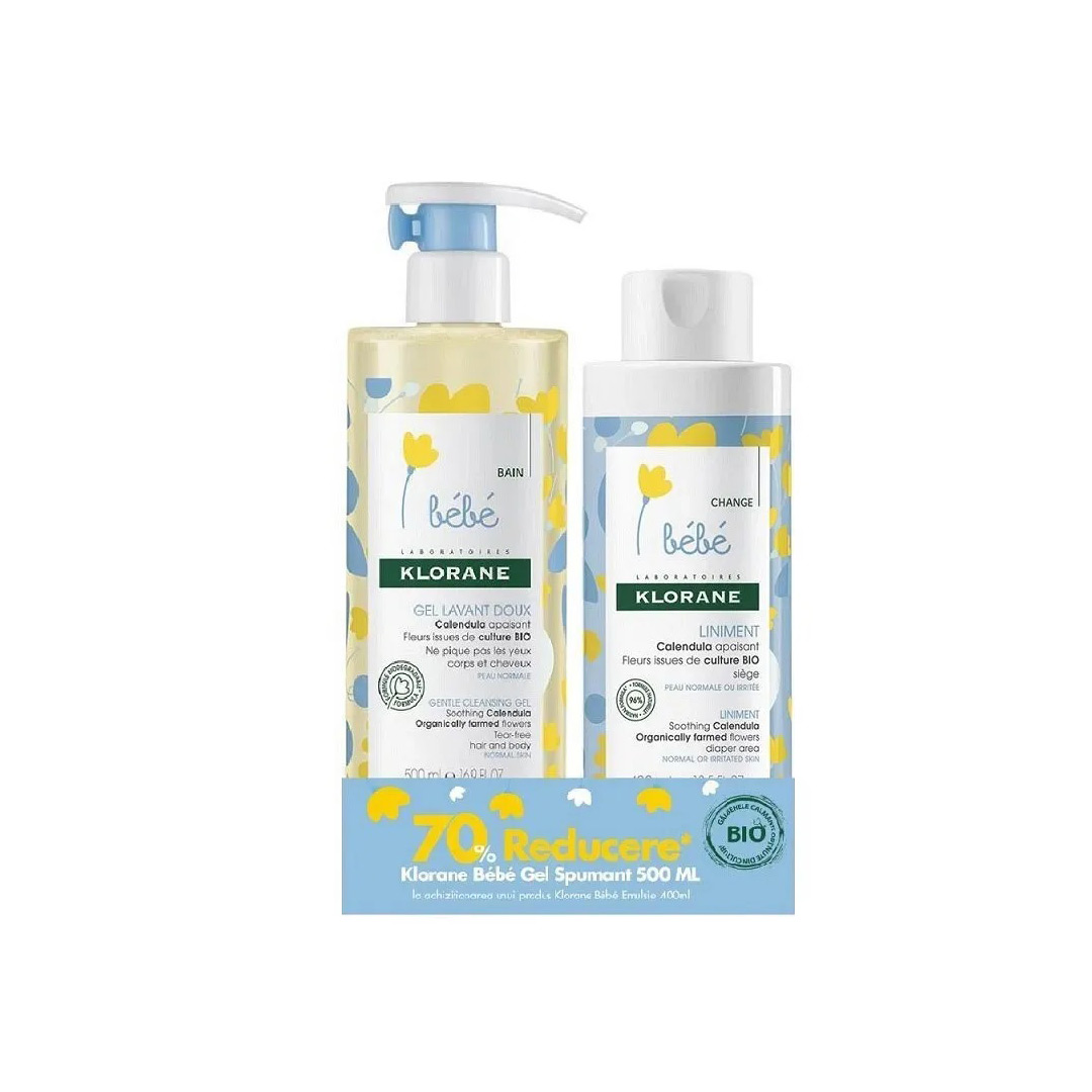 Pachet: Gel spumant 500 ml + Crema curatare Cold Cream 500 ml, Klorane