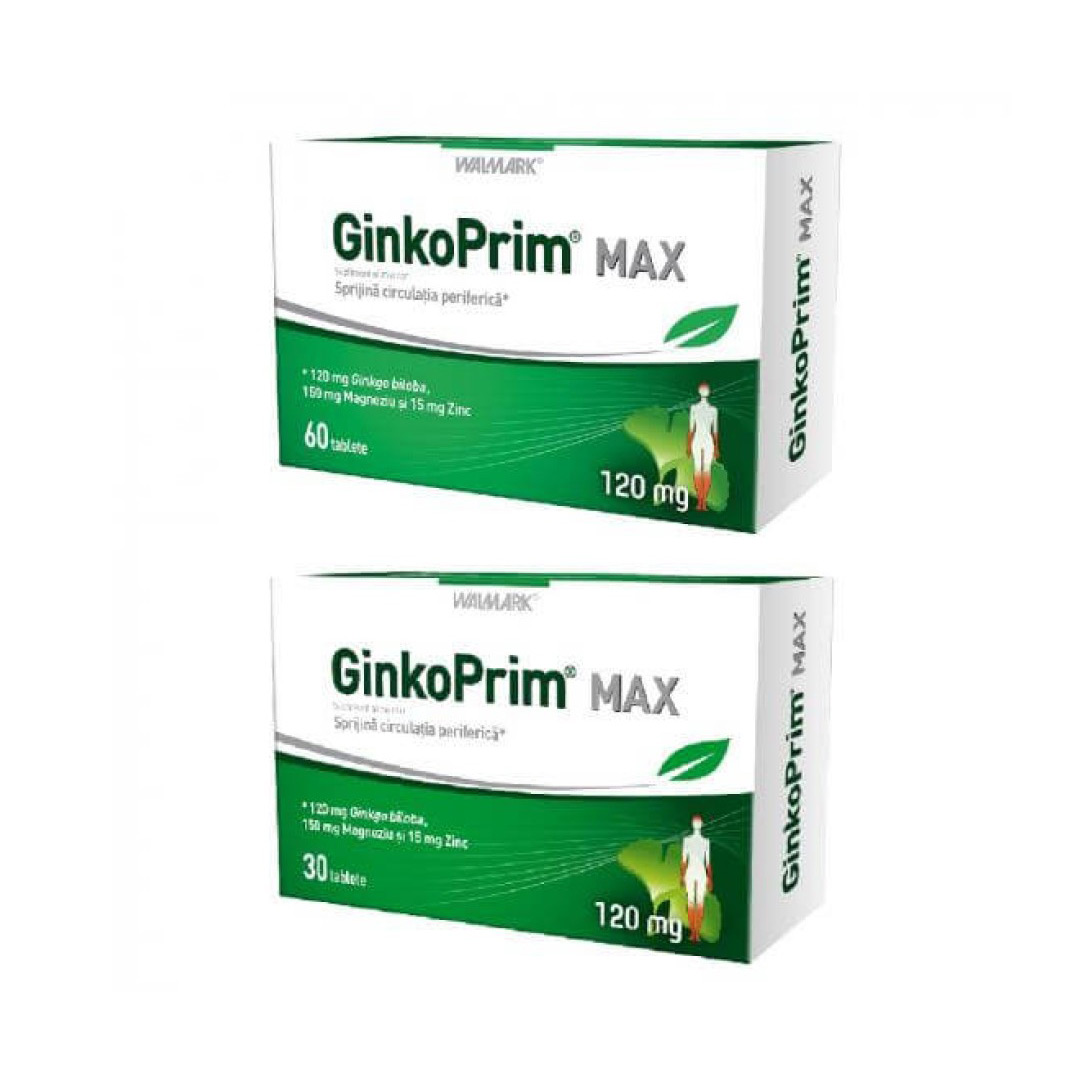 Pachet: GinkoPrim Max 120mg, 60 + 30 tablete, Walmark