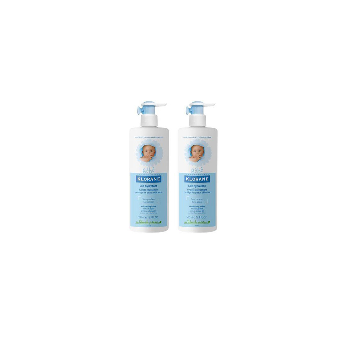 Pachet: Lapte hidratant de masaj pentru copii, 2x500 ml, Klorane