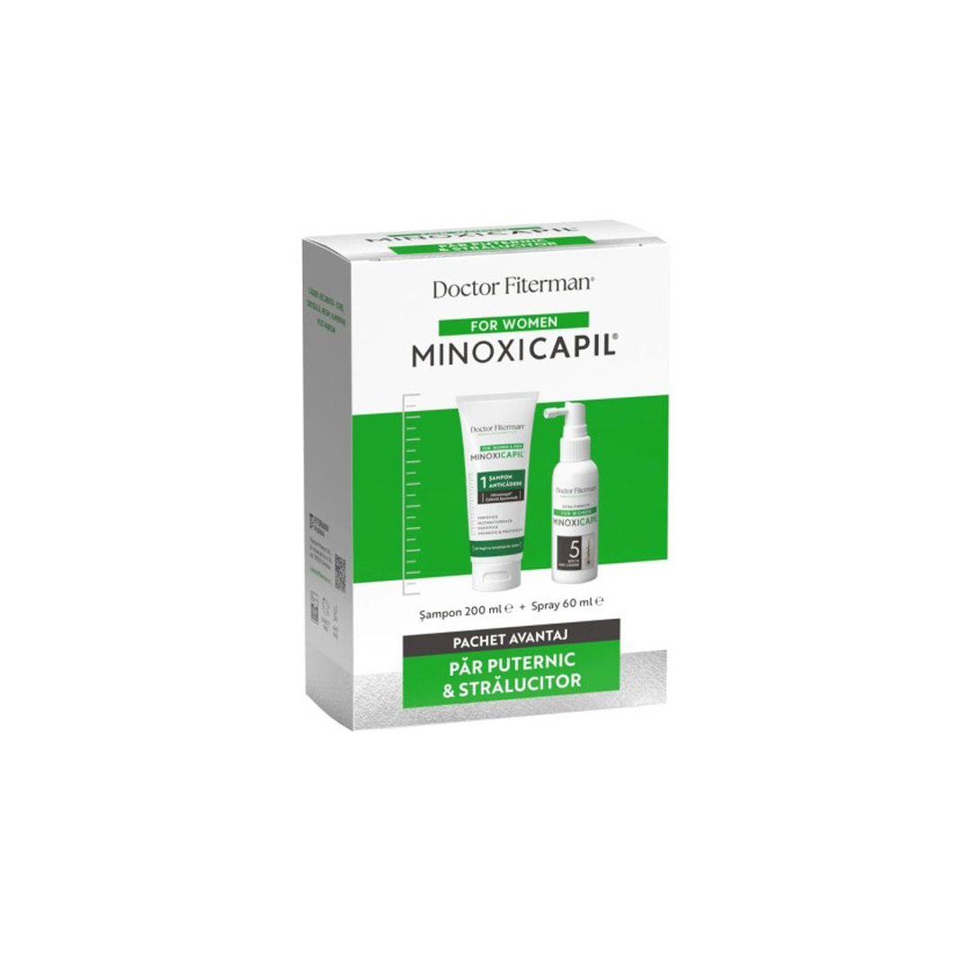 Pachet: Par puternic si rezistent Doctor Fiterman Minoxicapil women Spray, 60 ml + Sampon, 200 ml