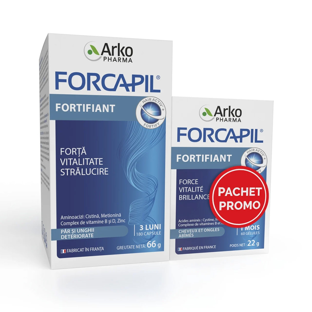 Pachet Promo: Forcapil Fortifiant Par si Unghii, 180 + 60 capsule, Arkopharma