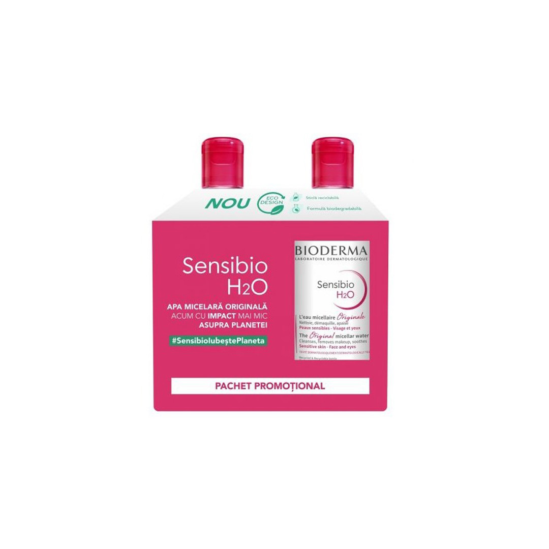 Pachet: Solutie micelara Sensibio H2O, 500 ml, 2 bucati, Bioderma