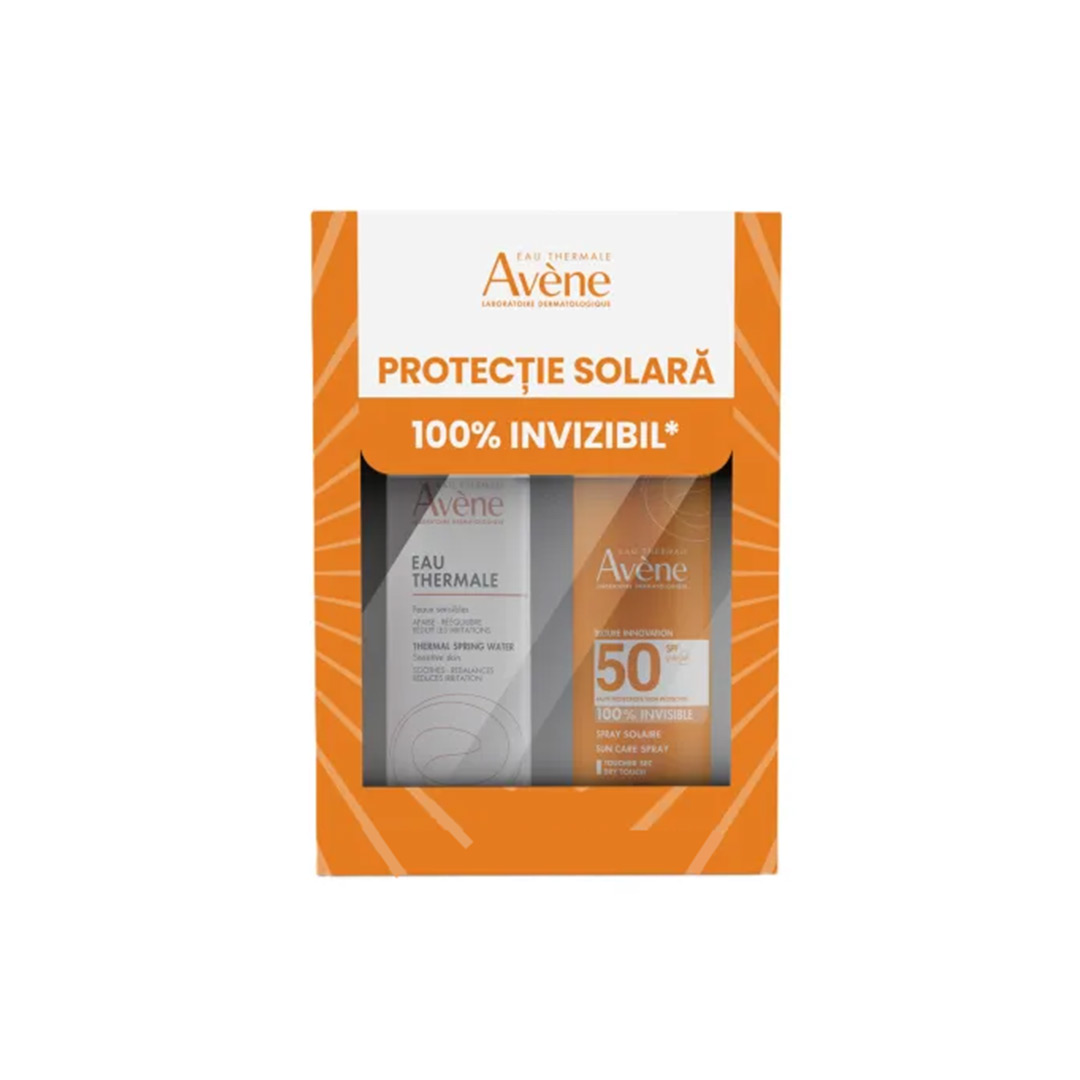 Pachet: Spray pentru protectie solara cu SPF 50 200 ml + Apa termala spray 150 ml, Avene