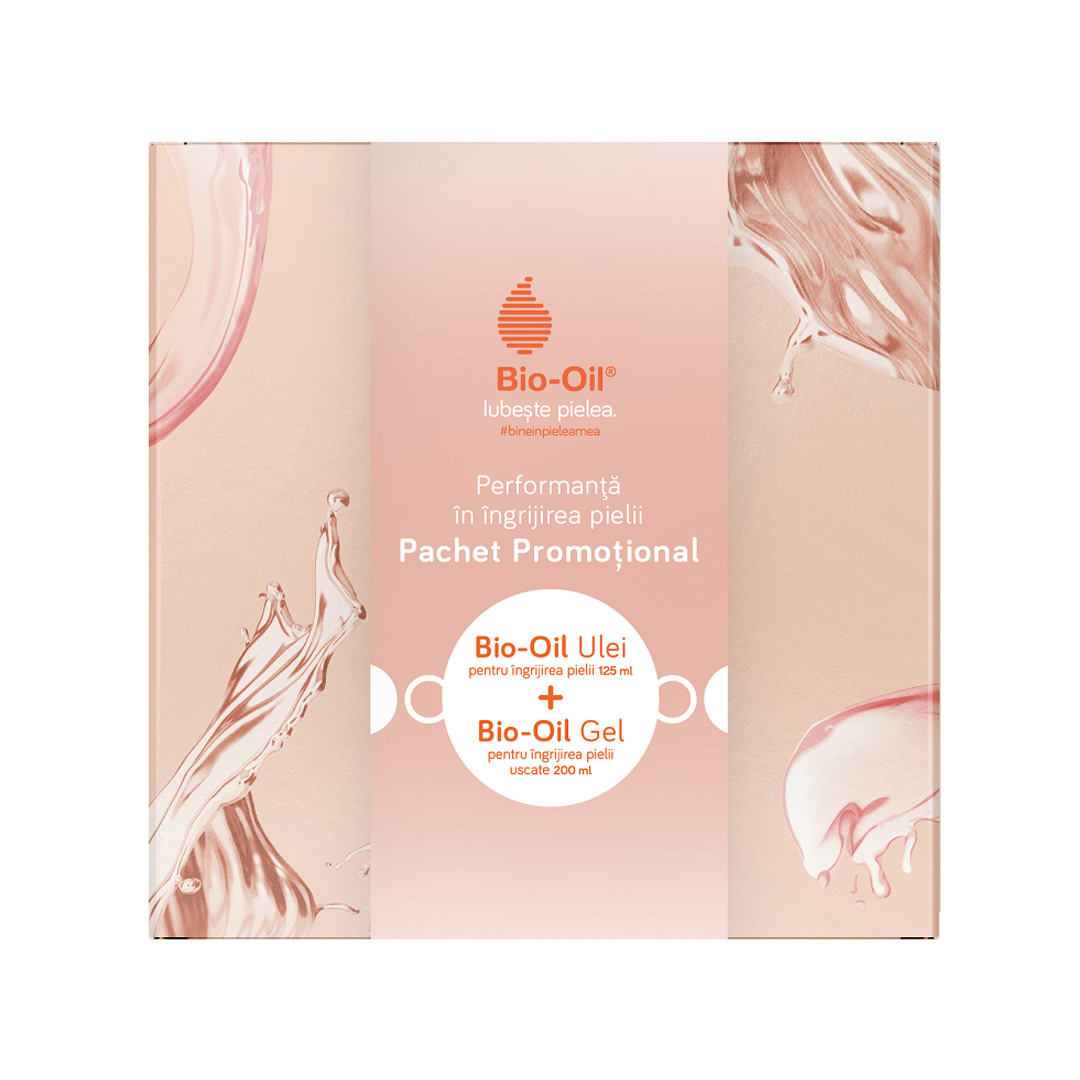 Pachet Ulei pentru ingrijirea pielii + Gel pentru ingrijirea pielii uscate, 125 ml + 200 ml, Bio Oil