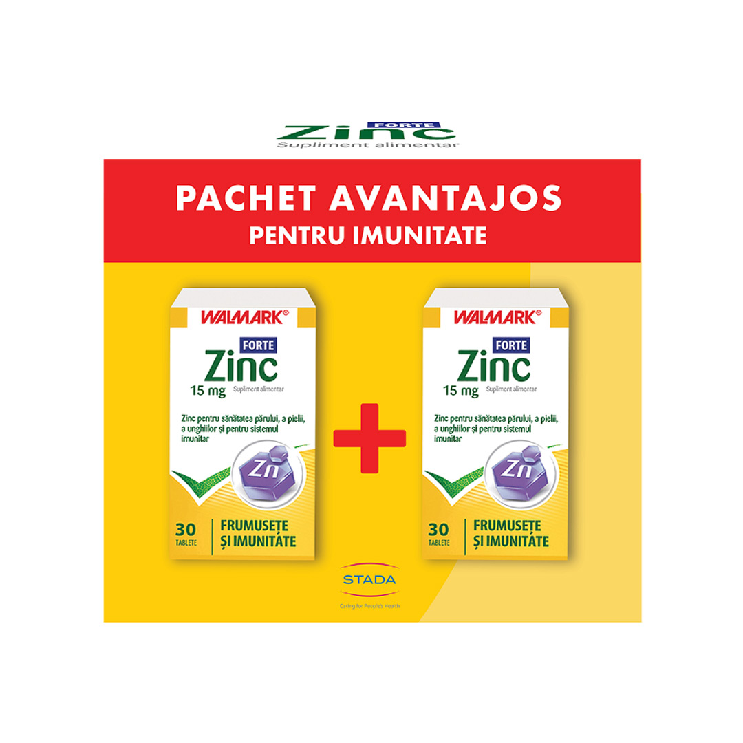 Pachet Zinc Forte, 30 + 30 tablete, Walmark
