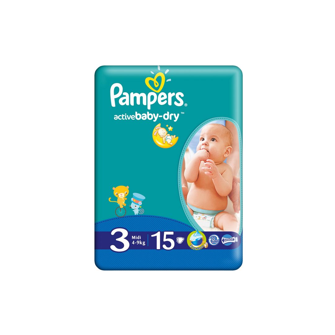 Scutece Pampers Active Baby 3 Midi Regular Pack 4-9 kg, 15 bucati