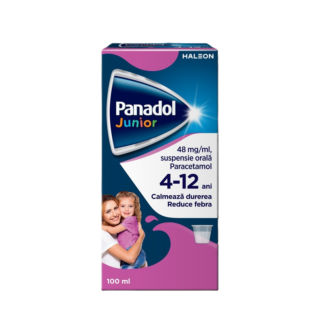 Panadol Junior suspensie orala 4-12 ani, 48 mg/ml suspensie orala, 100 ml, Haleon