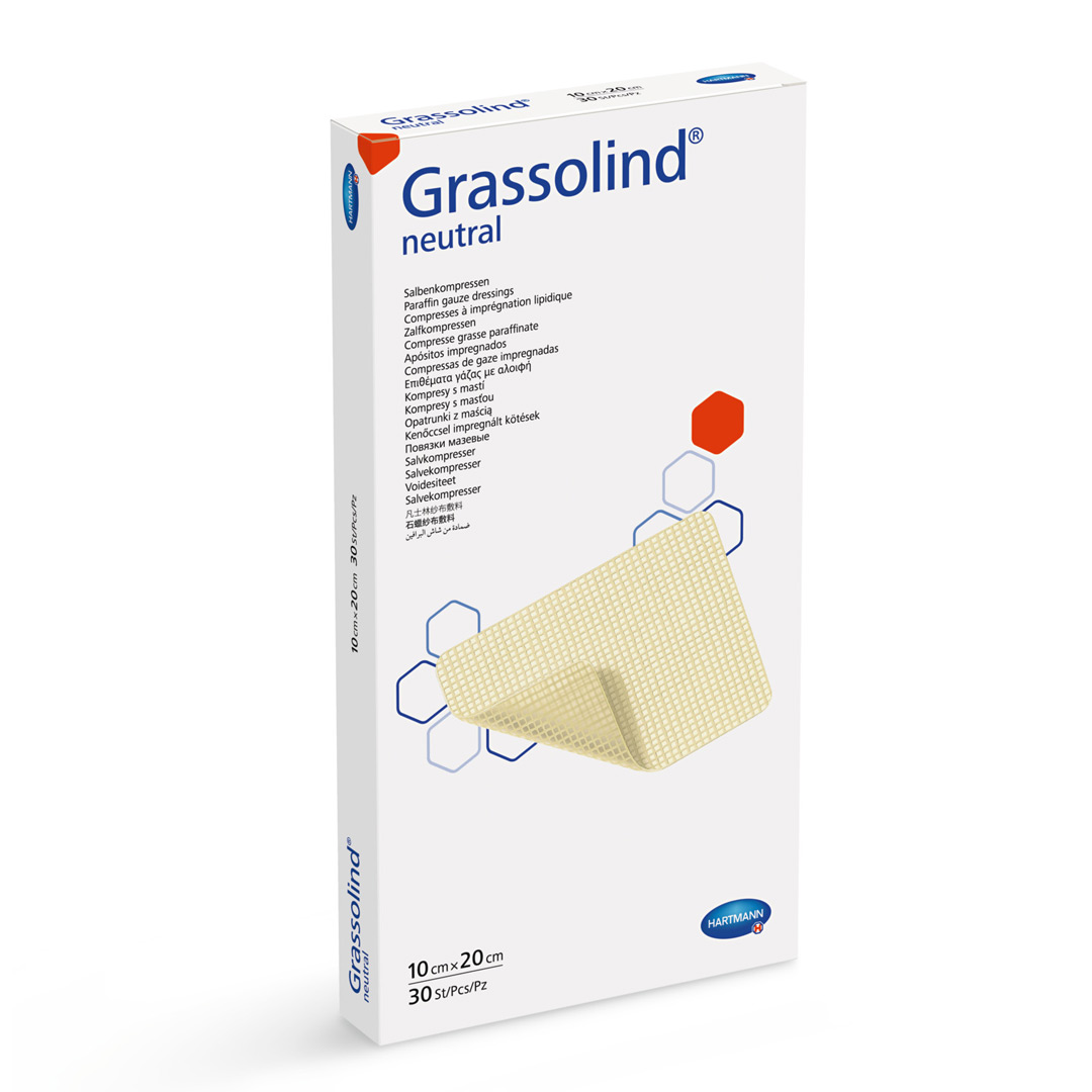 Pansament din plasa cu ochiuri mari, impregnat cu unguent, Grassolind, 10 x 20 cm, 1 cutie/30 bucati, Hartmann