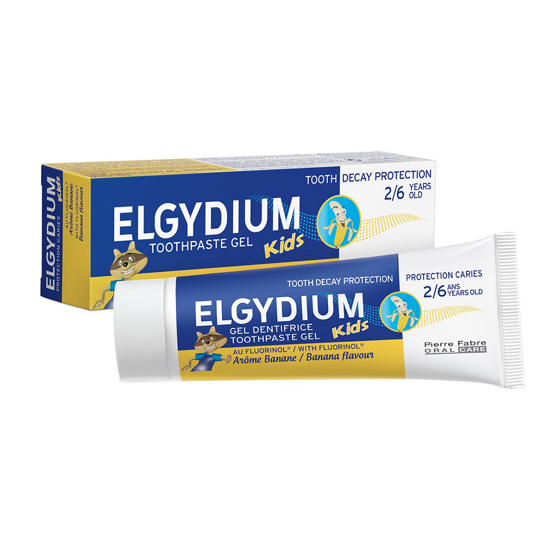 Pasta de dinti pentru copii cu aroma de banane, 2-6 ani, 50 ml, Elgydium Kids