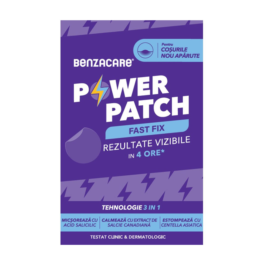 Plasturi anti-acnee Power Patch Fast Fix, 36 bucati, Benzacare