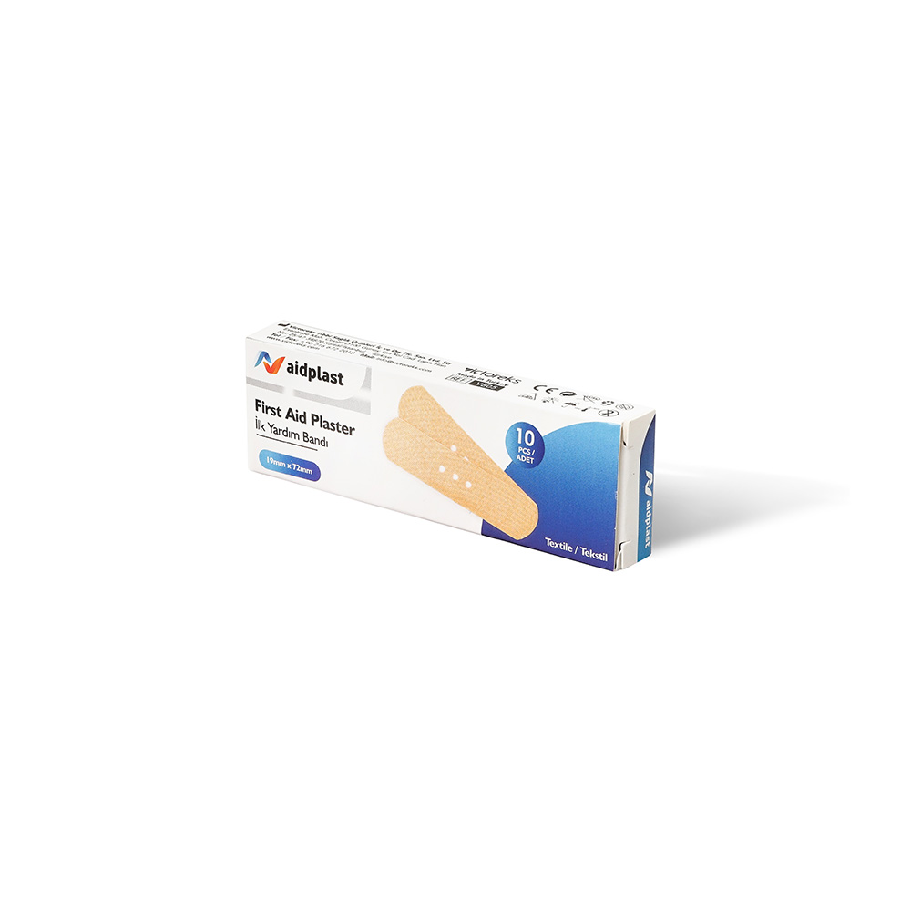 Plasturi de prim ajutor 19mmx72mm Textili 10, 10 buc/cutie, Aidplast