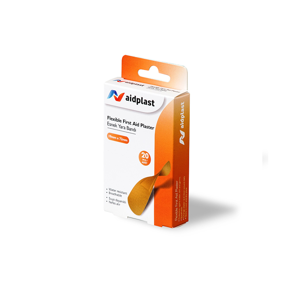 Plasturi de prim ajutor Flexibili 19mmx72mm Pe, 15 buc/cutie, Aidplast