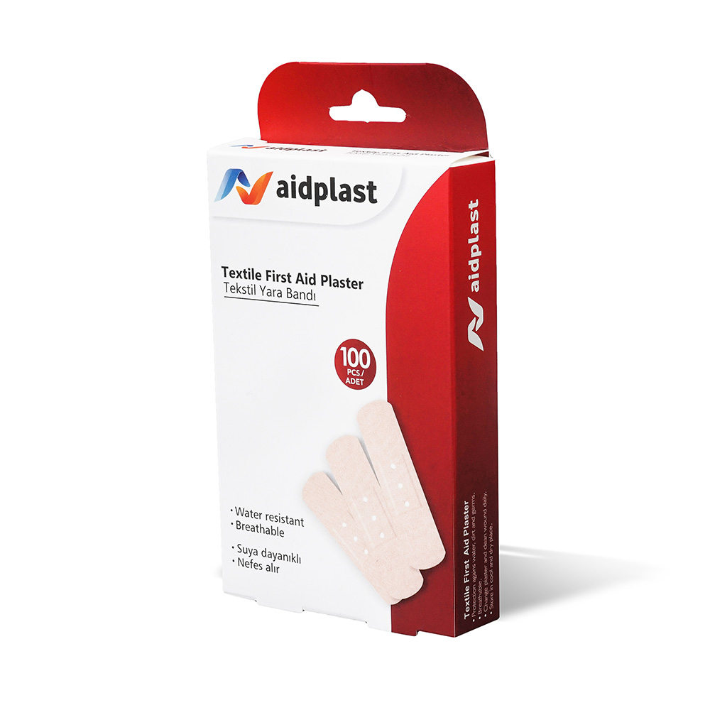 Plasturi de prim ajutor Textili 100 19mmx72mm, 100 buc/cutie, Aidplast