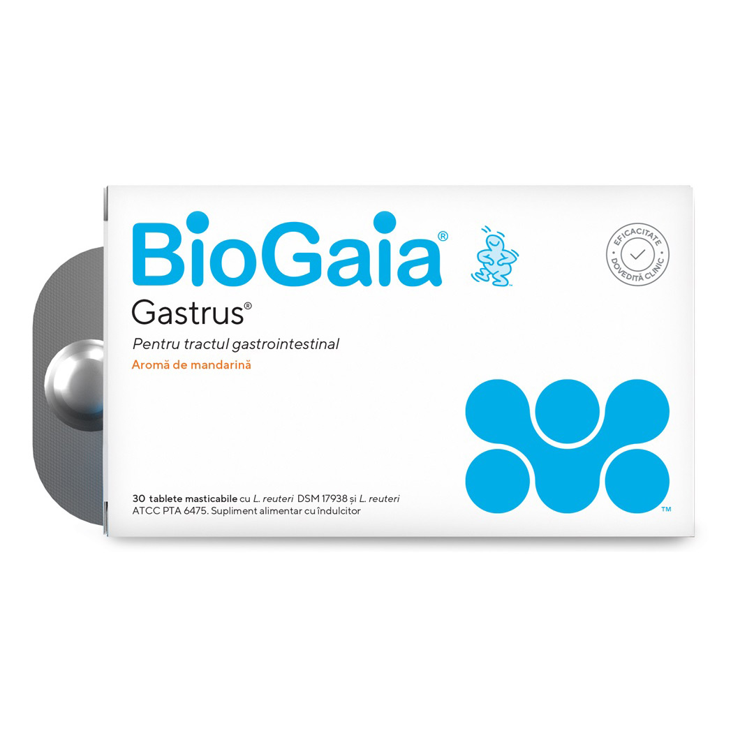 Probiotic BioGaia Gastrus, 30 comprimate mesticabile, Ewopharma