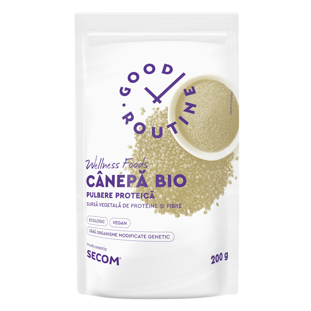 Pulbere proteica Bio de Canepa Good Routine, 200 g, Secom