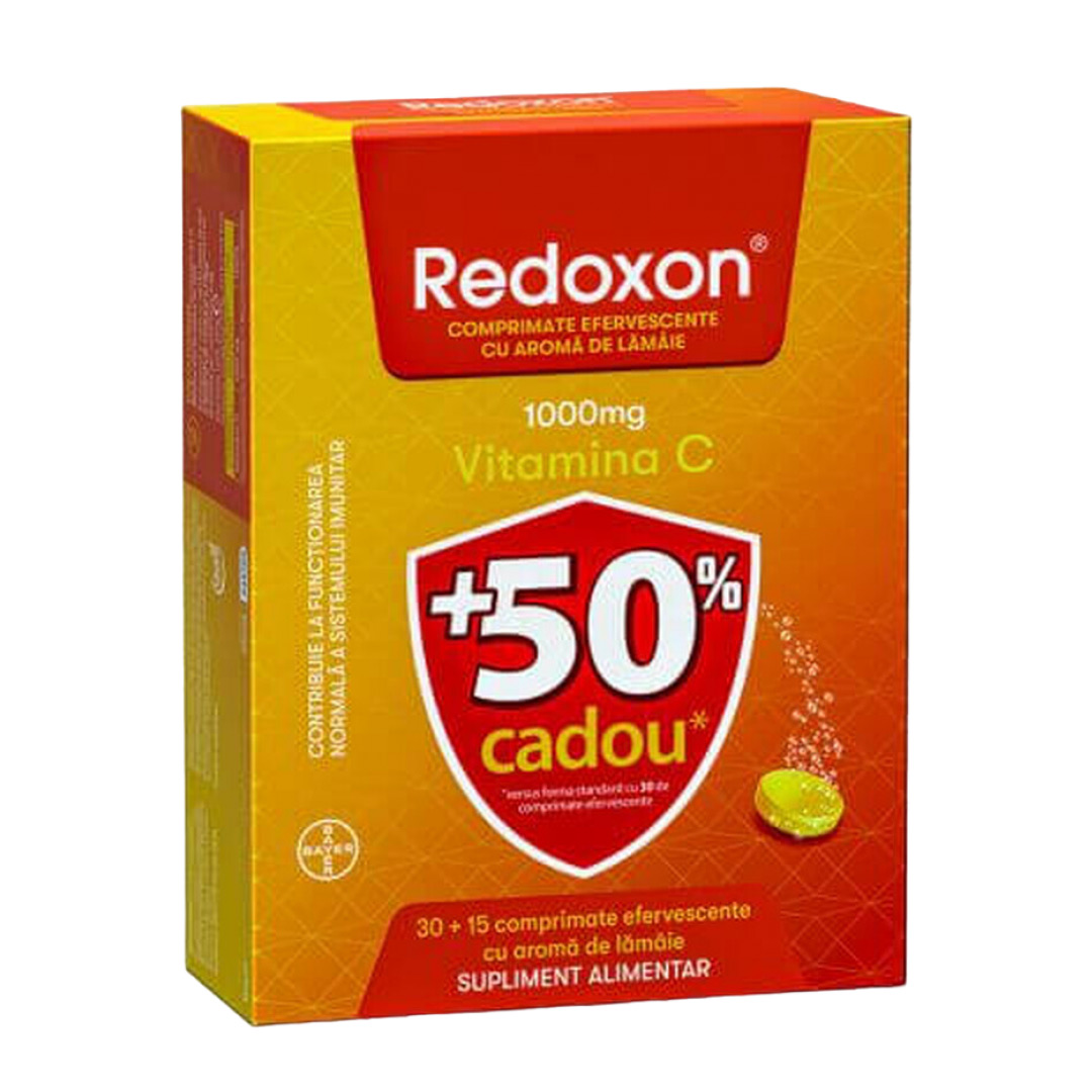 Redoxon Vitamina C 1000 mg, Aroma Lamaie, 30 + 15 Comprimate Efervescente Cadou