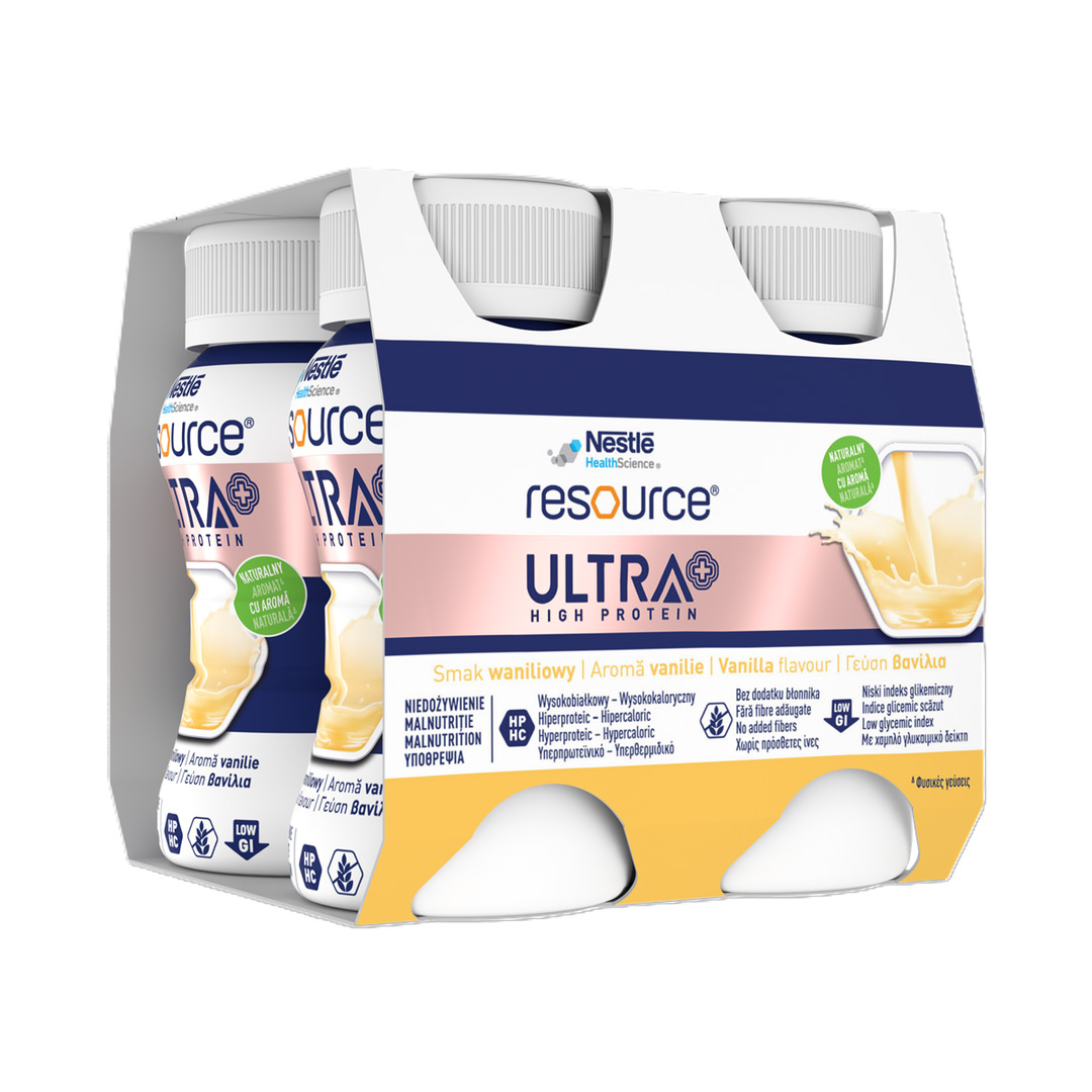 Resource Ultra+ High Protein cu aroma de vanilie, 4 x 125 ml, Nestle