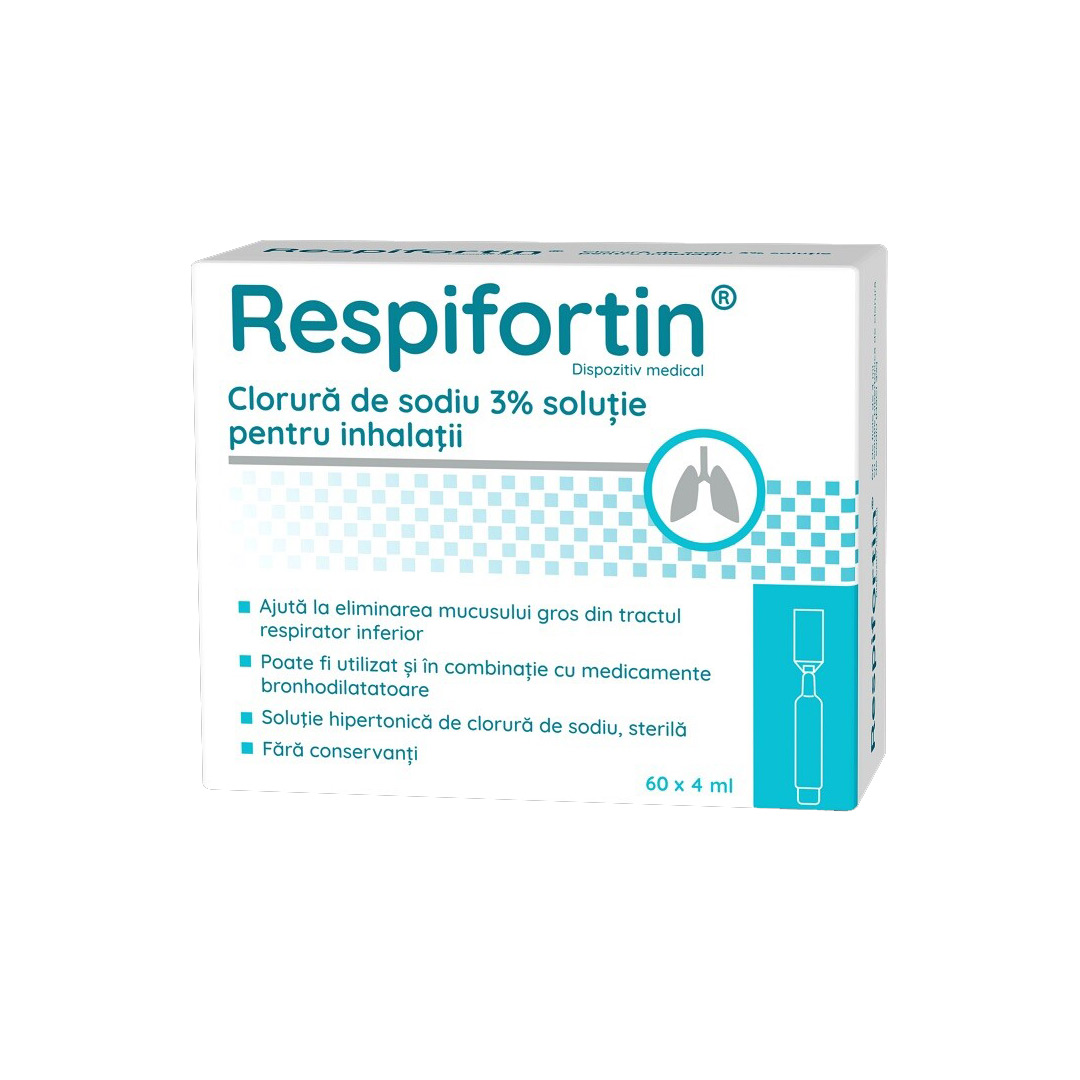 Respifortin clorura de sodiu 3%, solutie pentru inhalatii, 60 flacoane x 4 ml