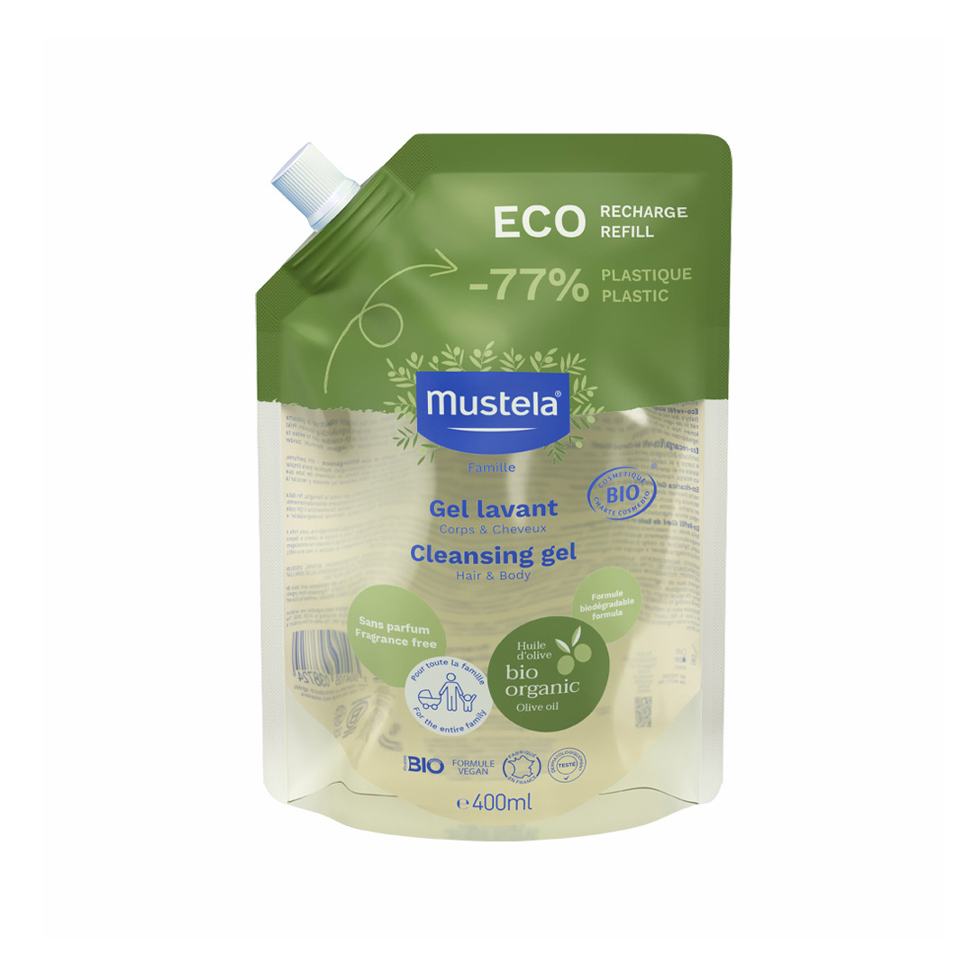 Rezerva Gel de curatare Bio pentru par si corp, 400 ml, Mustela