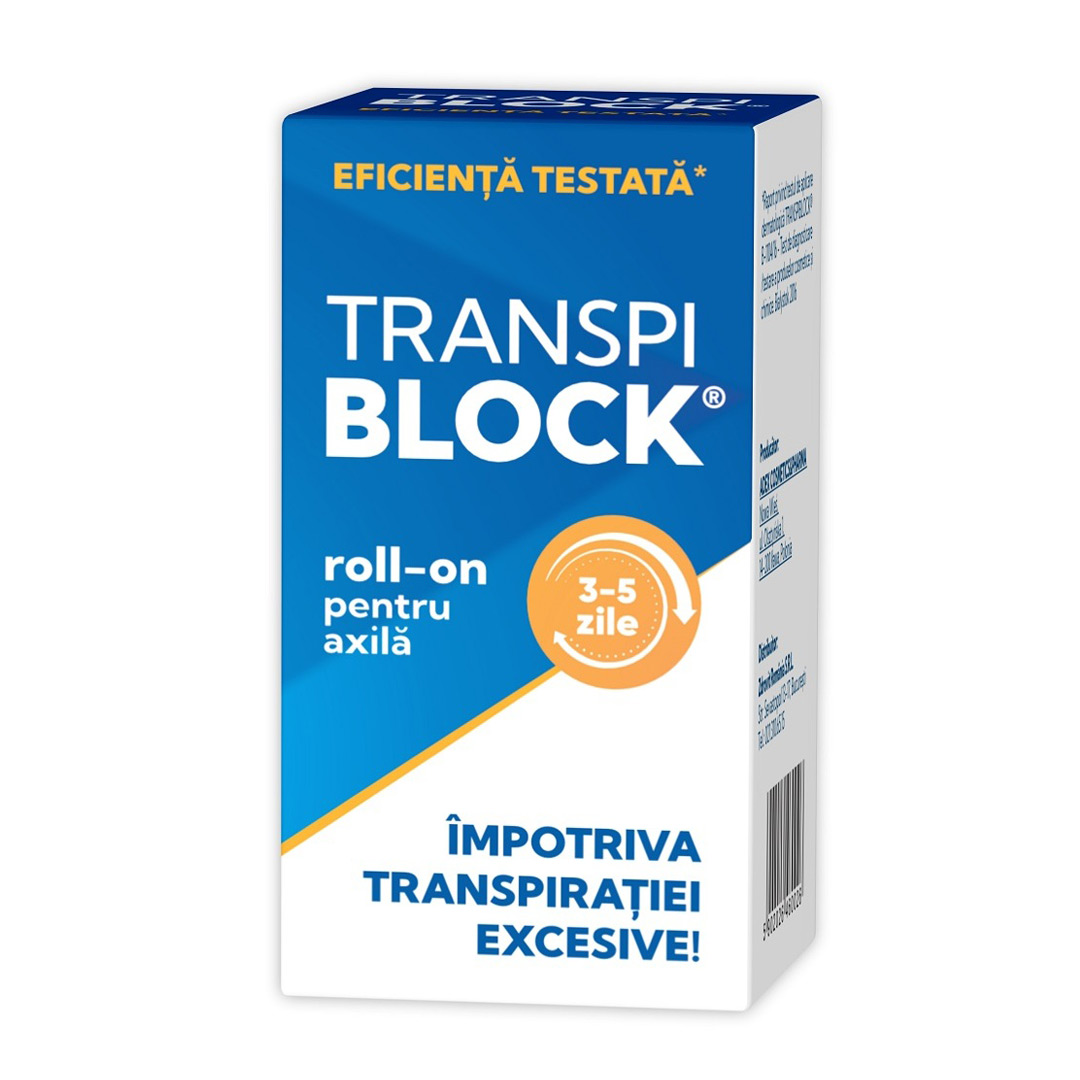 Roll-on impotriva transpiratiei excesive Transpiblock, 50 ml, Zdrovit