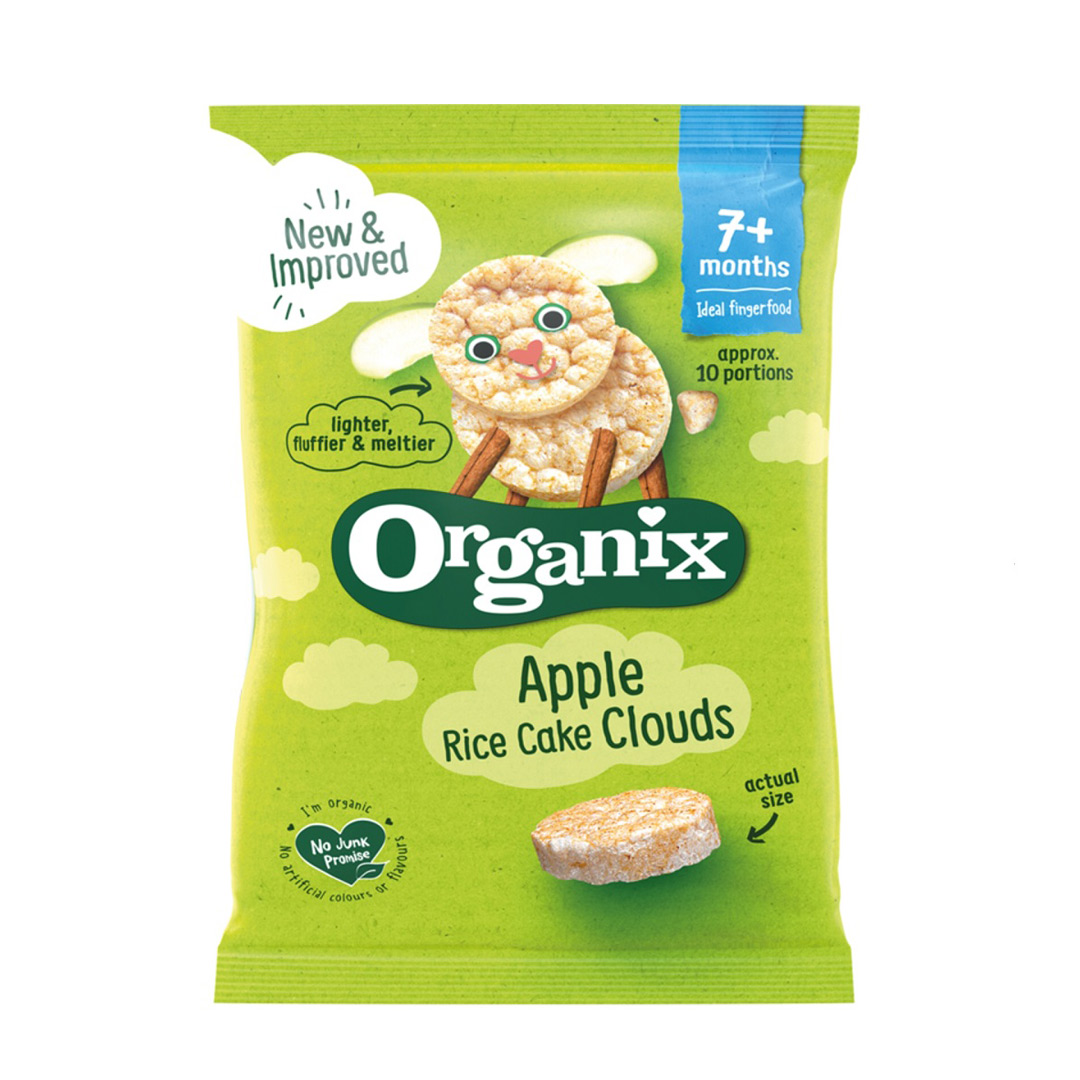 Rondele Bio din orez cu mere, +7 luni, 40 g, Organix