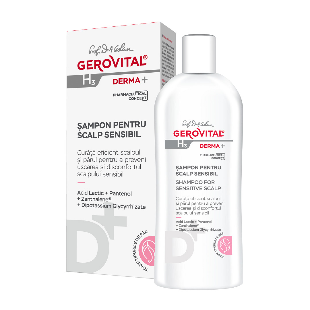 Sampon pentru scalp sensibil H3 Derma+, 200 ml, Gerovital