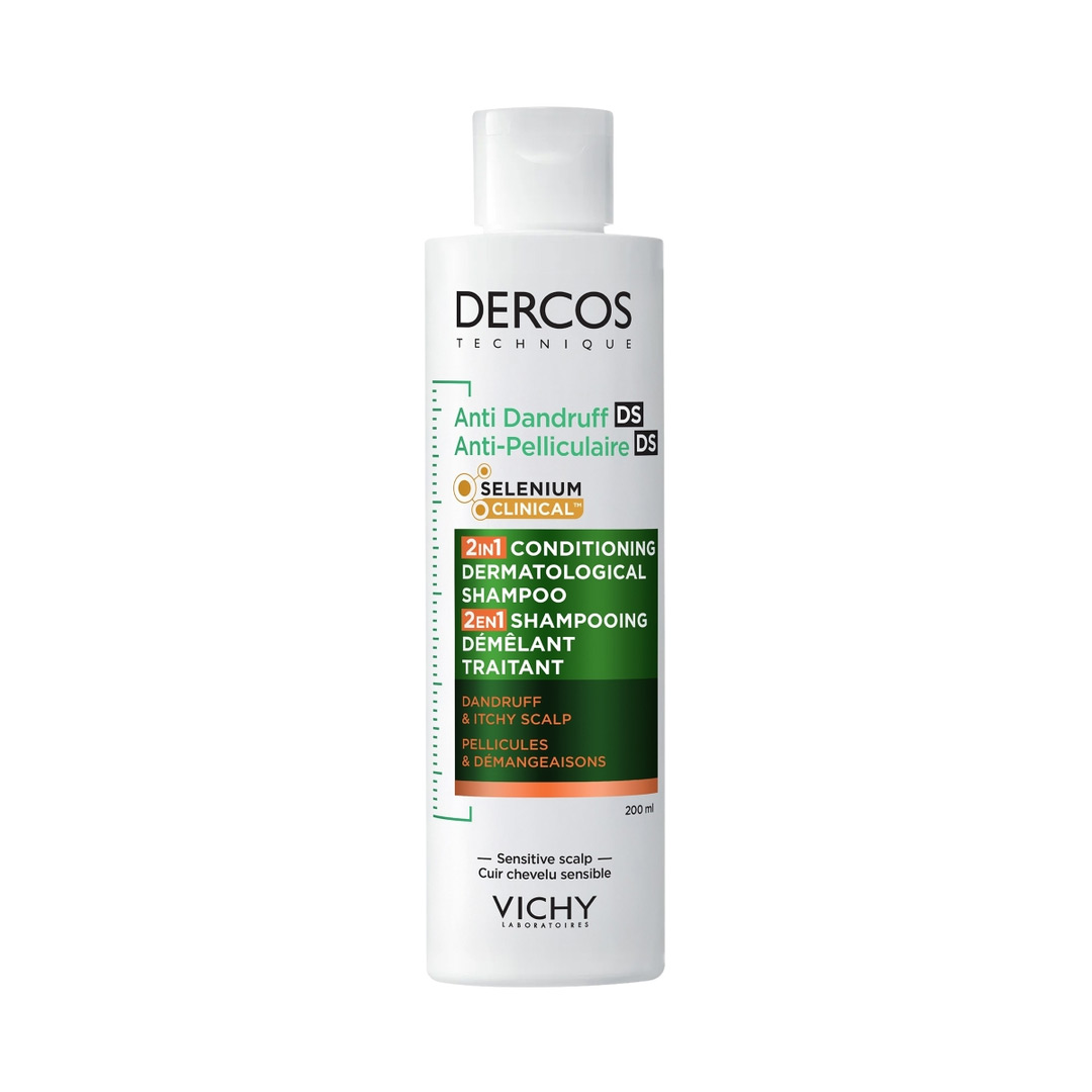 Sampon si balsam 2 in 1 antimatreata pentru scalp cu senzatie de mancarime Dercos, 200 ml, Vichy