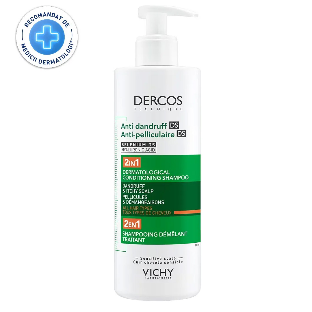 Sampon si balsam antimatreata 2 in 1 Dercos, 390 ml, Vichy