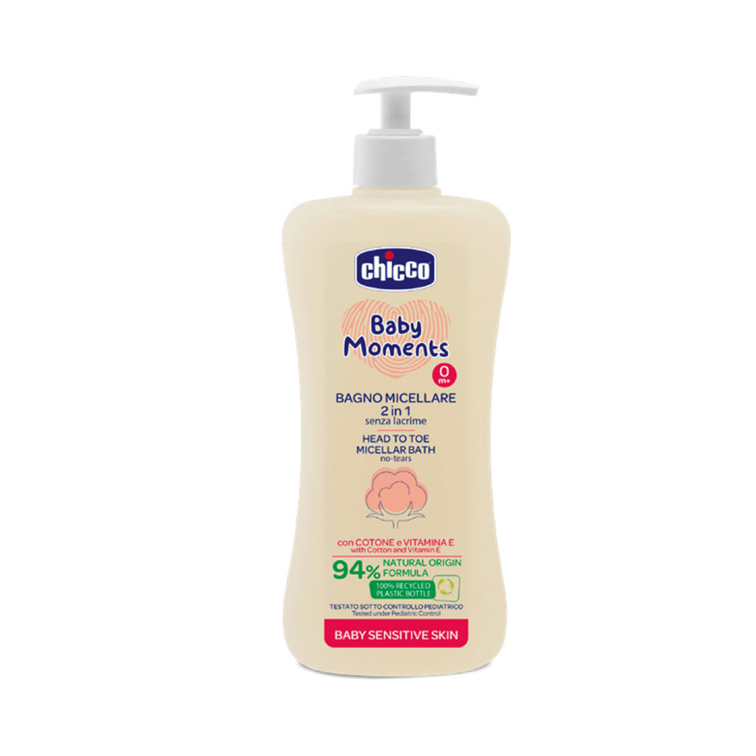 Sampon si gel de dus micelar dermatologic Baby Moments Sensitive 10241-9, 0 luni+, 500 ml, Chicco