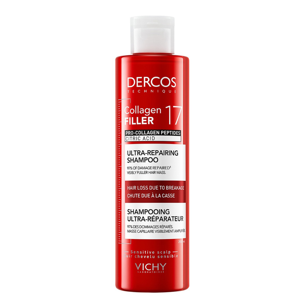 Sampon ultra-reparator pentru par deteriorat si fragil Dercos Collagen 17 Filler, 200 ml, Vichy
