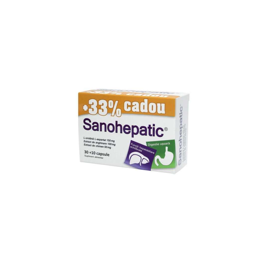 Sanohepatic 30 capsule + 10 capsule Gratuit, 33% Cadou, Zdrovit