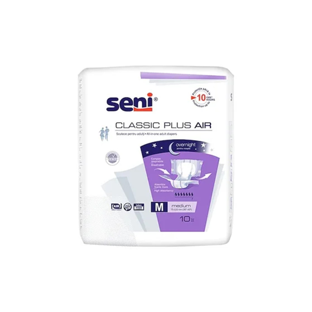 Scutece pentru adulti Classic Plus Air, marime Medium, 10 bucati, Seni