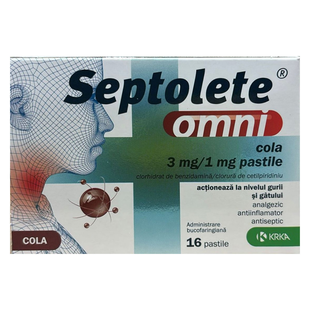 Septolete Omni Cola 3 mg/1 mg, 16 pastile, KRKA