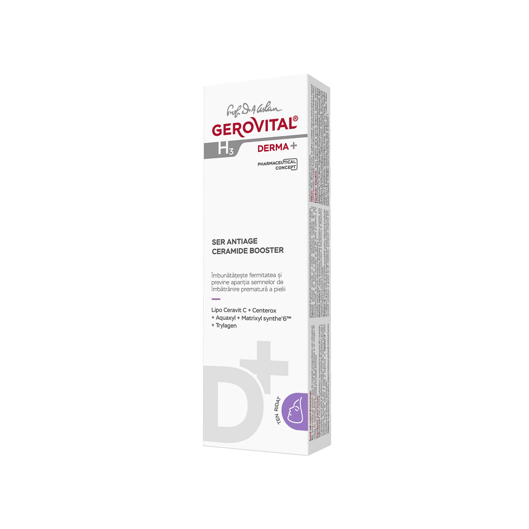 Ser antirid cu Ceramide Booster H3 Derma+, 15 ml, Gerovital