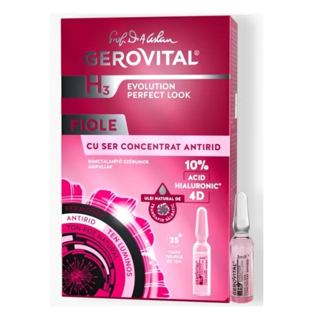 Ser concentrat antirid H3Evolution Perfect Look cu efect optic instant, 2ml, 10 fiole, 3000, Gerovital