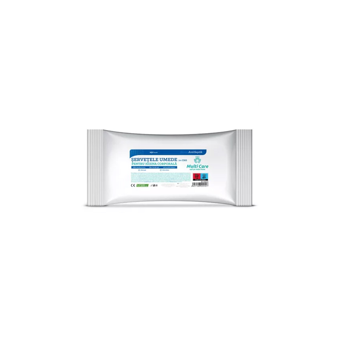 Servetele umede pentru igiena corporala 2% CHG AntiSeptik, 50 bucati, Multi Care