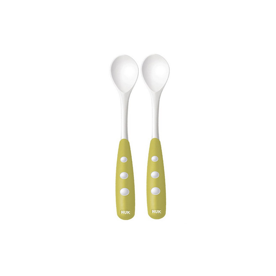 Set 2 lingurite plastic moale 6+ luni, Verde, 255053, Nuk