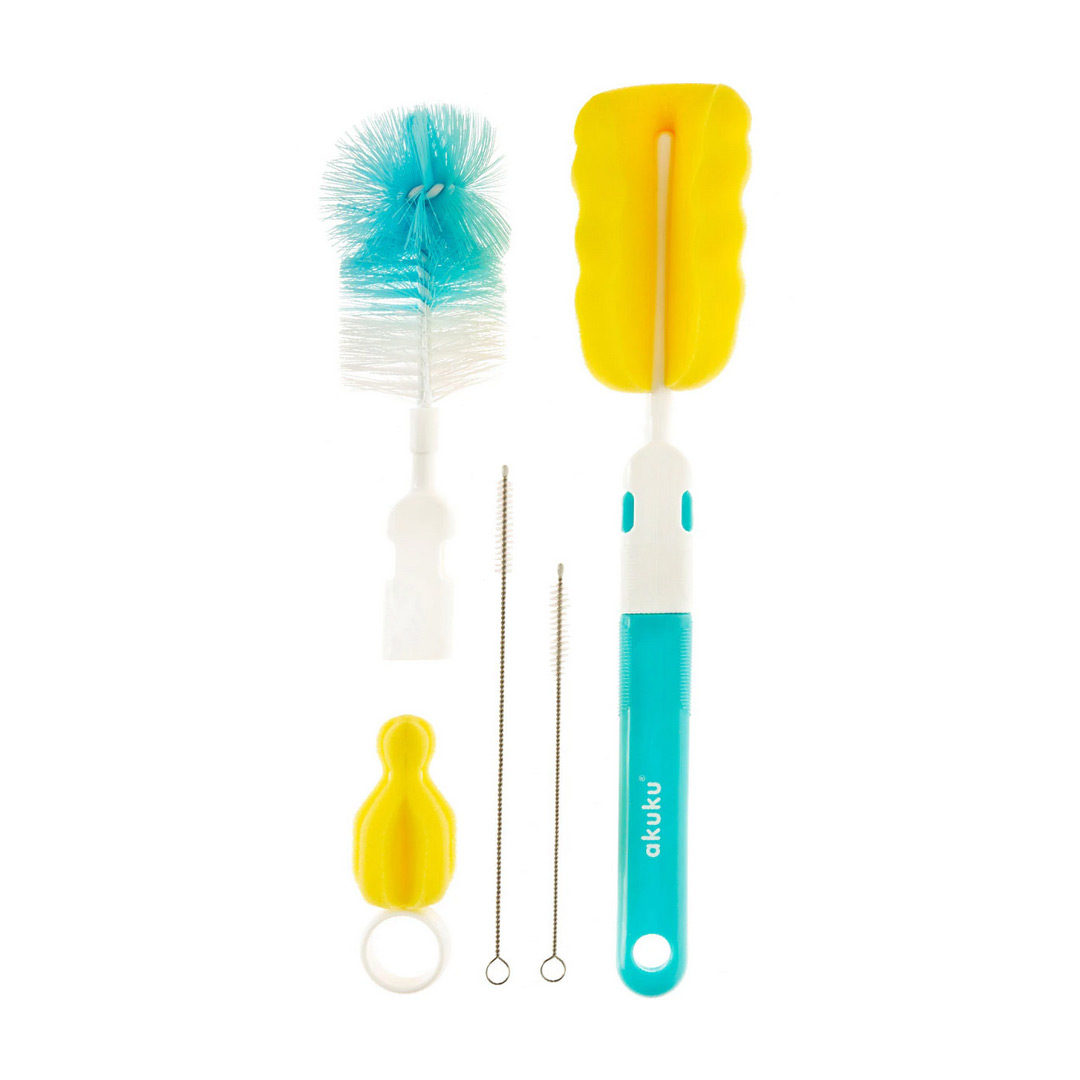 Set 5 perii pentru curatarea biberoanelor si a tetinelor A0410, Multicolor, Akuku