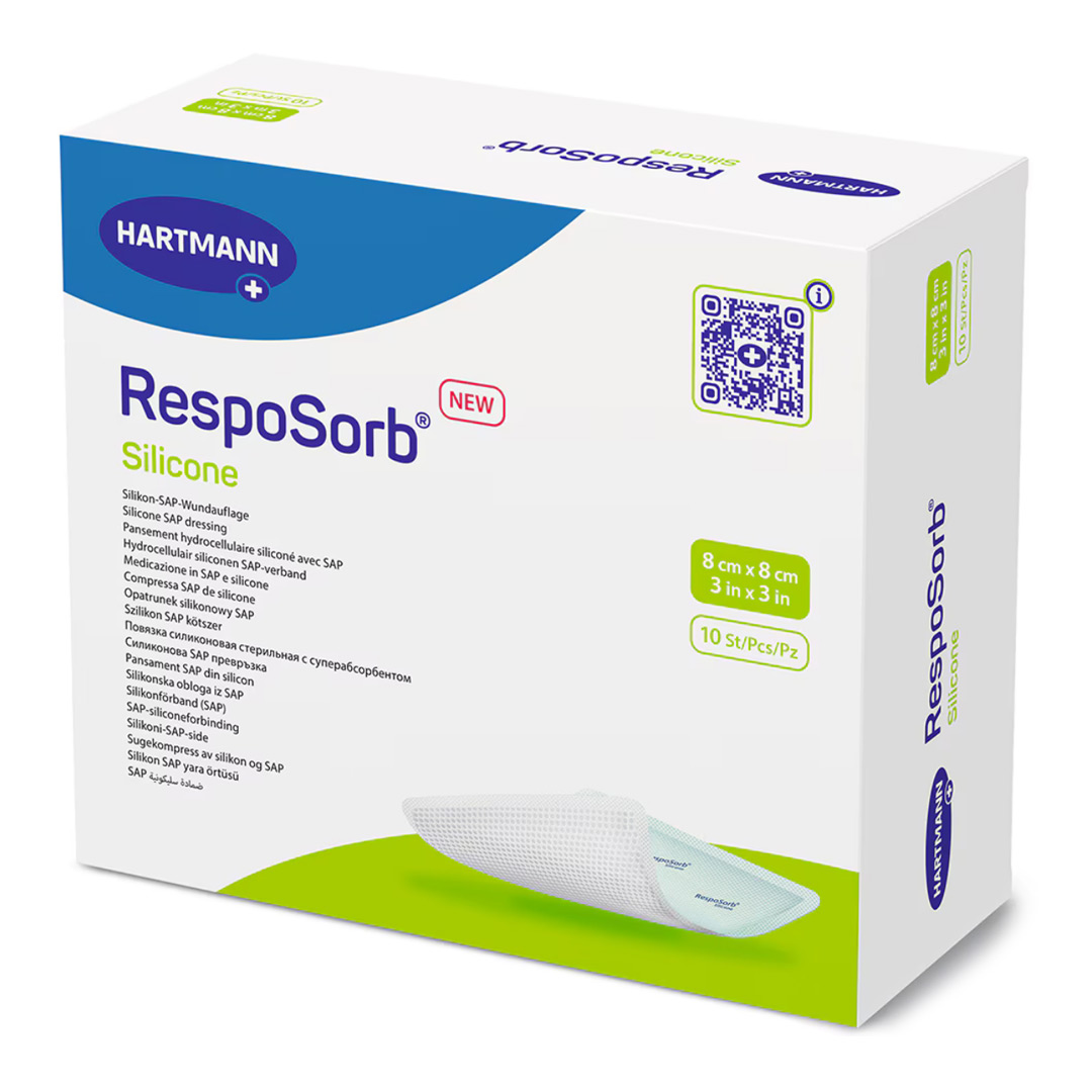 Set pansamente superabsorbante cu interfata de silicon Resposorb Silicone 8x8 cm, 10 bucati, Hartmann