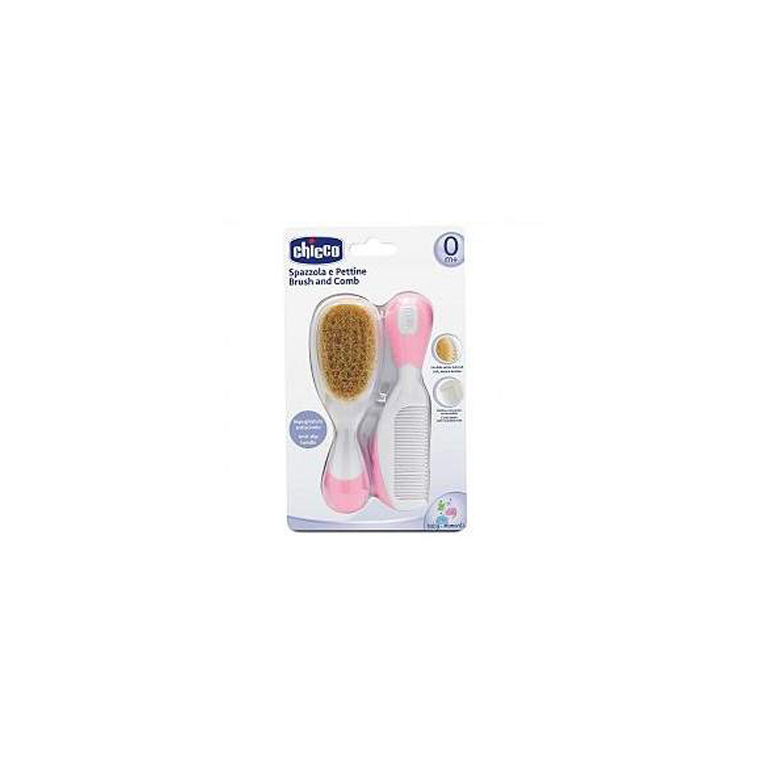 Set perie si pieptan natural roz, 06569-7, Chicco