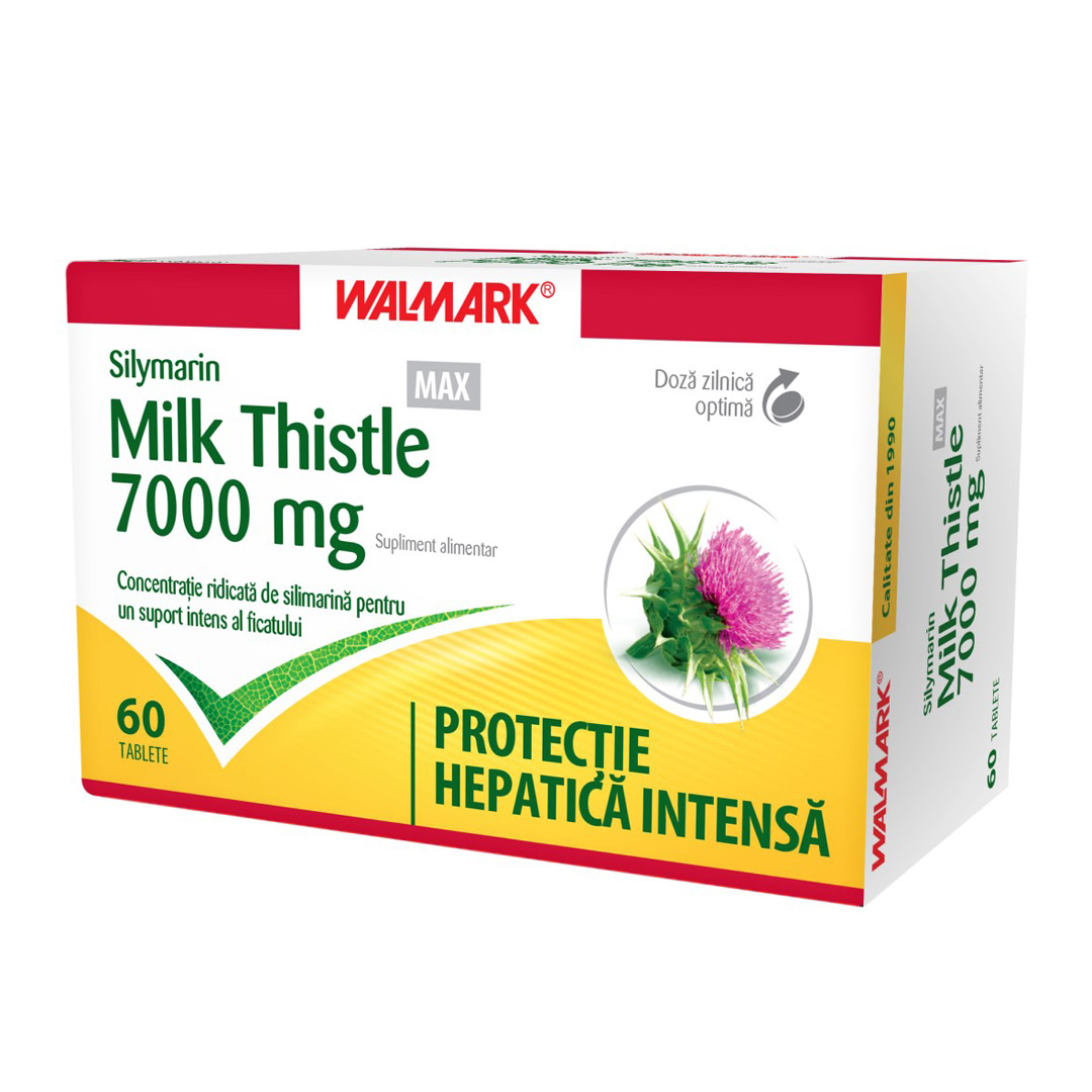 Silymarin Milk Thistle MAX, 7000 mg, 60 comprimate filmate, Walmark
