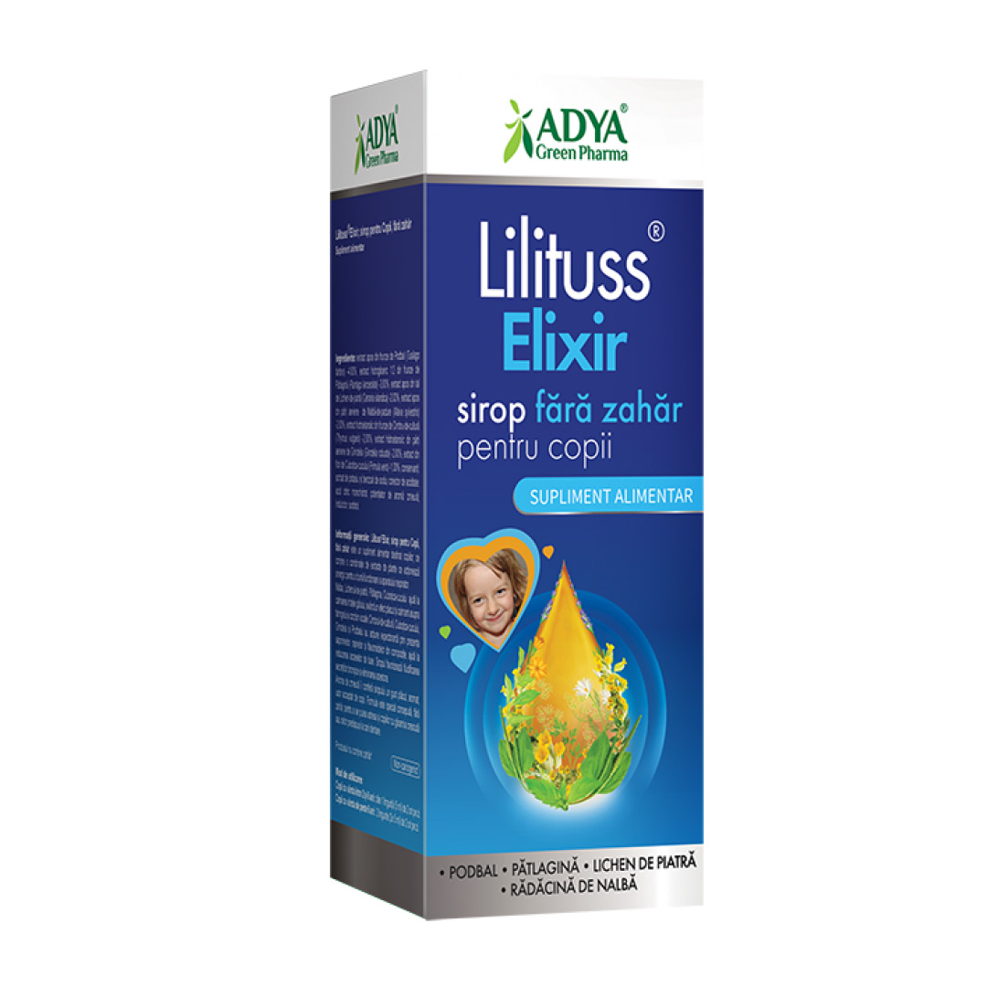Sirop fara zahar pentru copii Lilituss Elixir, 180 ml, Adya Green Pharma