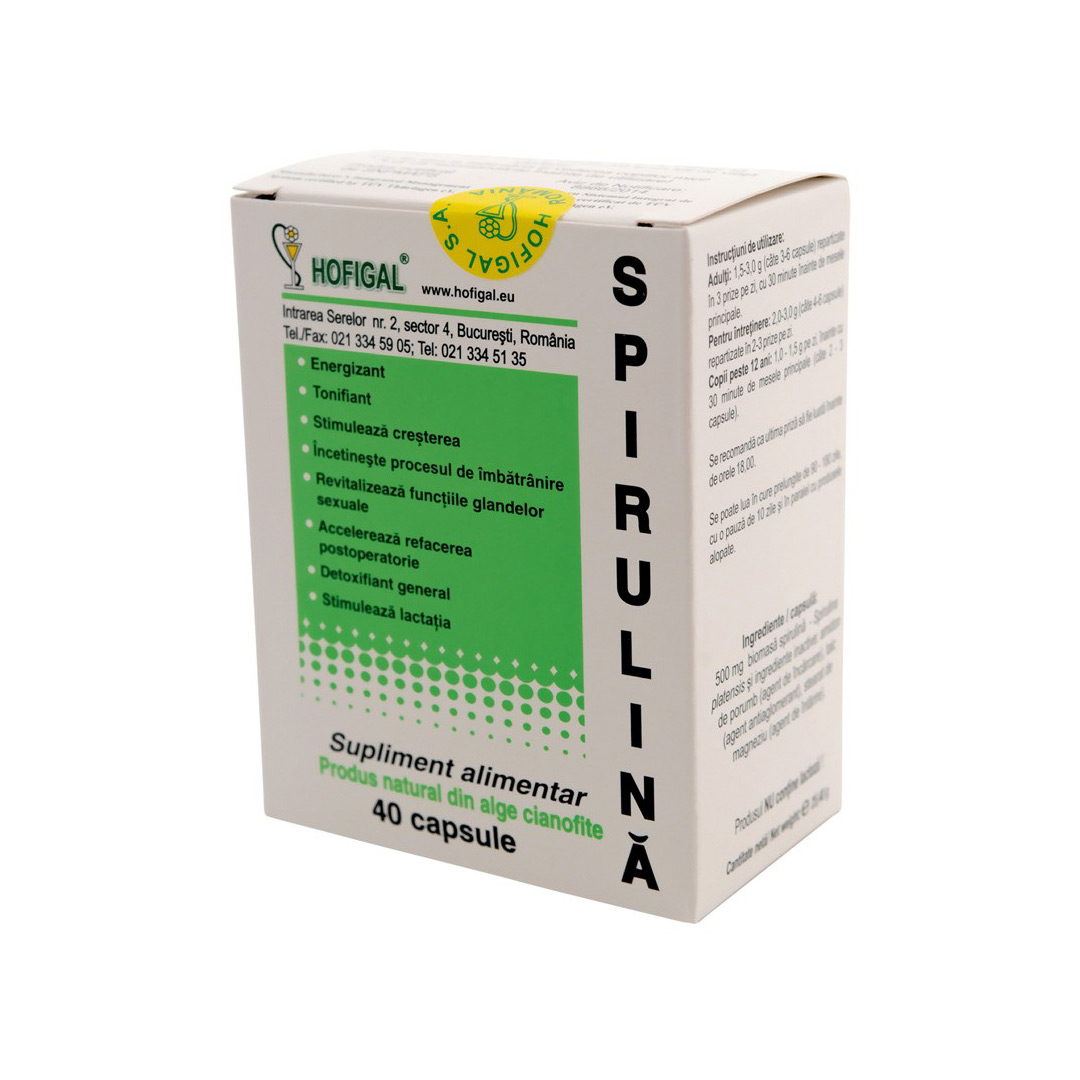 Spirulina 500 mg, 40 capsule, Hofigal
