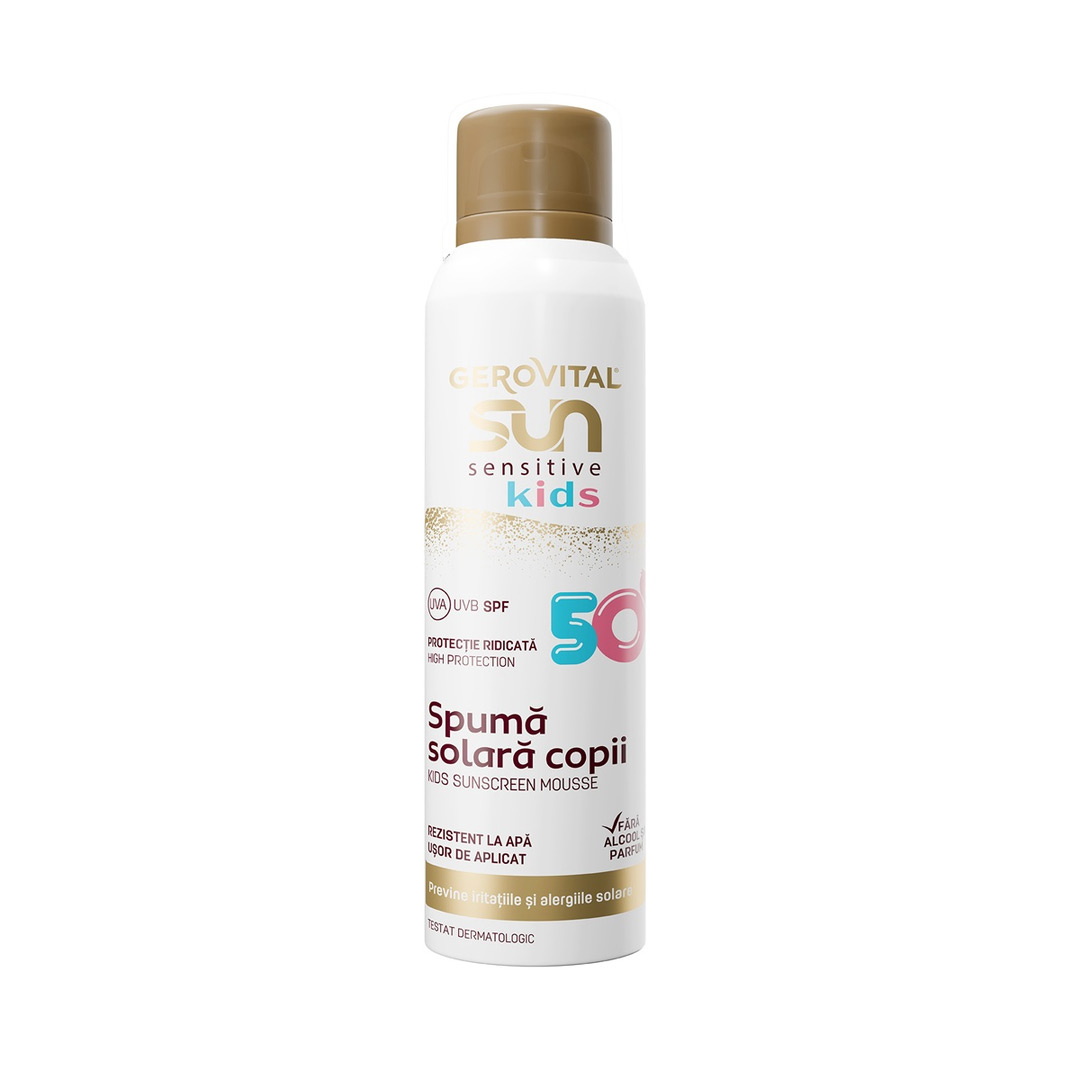 Spuma cu protectie solara pentru copii SPF 50 Sun Sensitive Kids, 150 ml, Gerovital