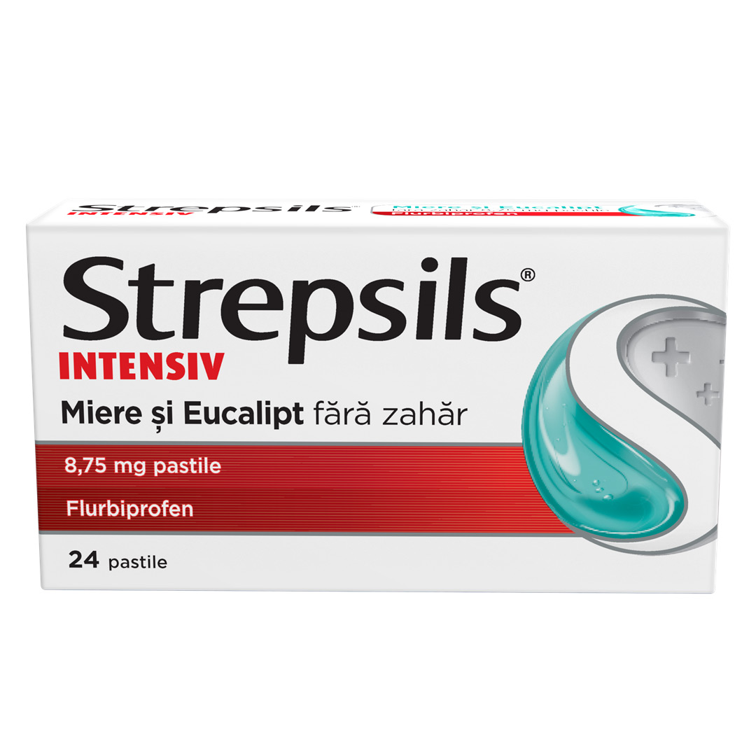 Strepsils Intensiv Miere si Eucalipt fara zahar, 8,75 mg, 24 pastile, Reckitt Benckiser Healthcare