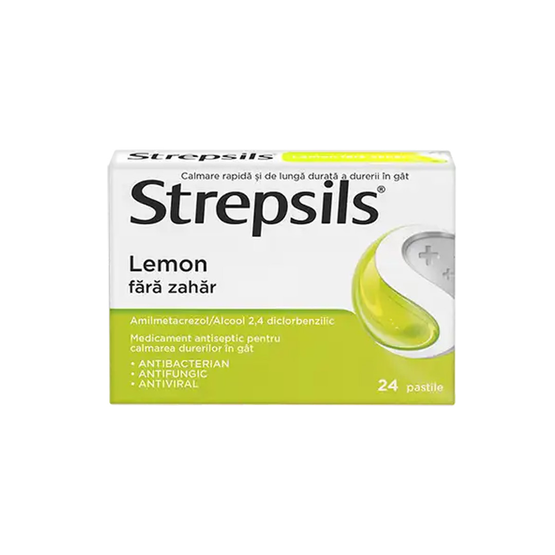 Strepsils Lemon fara zahar, 24 pastile, Reckitt Benckiser Healthcare